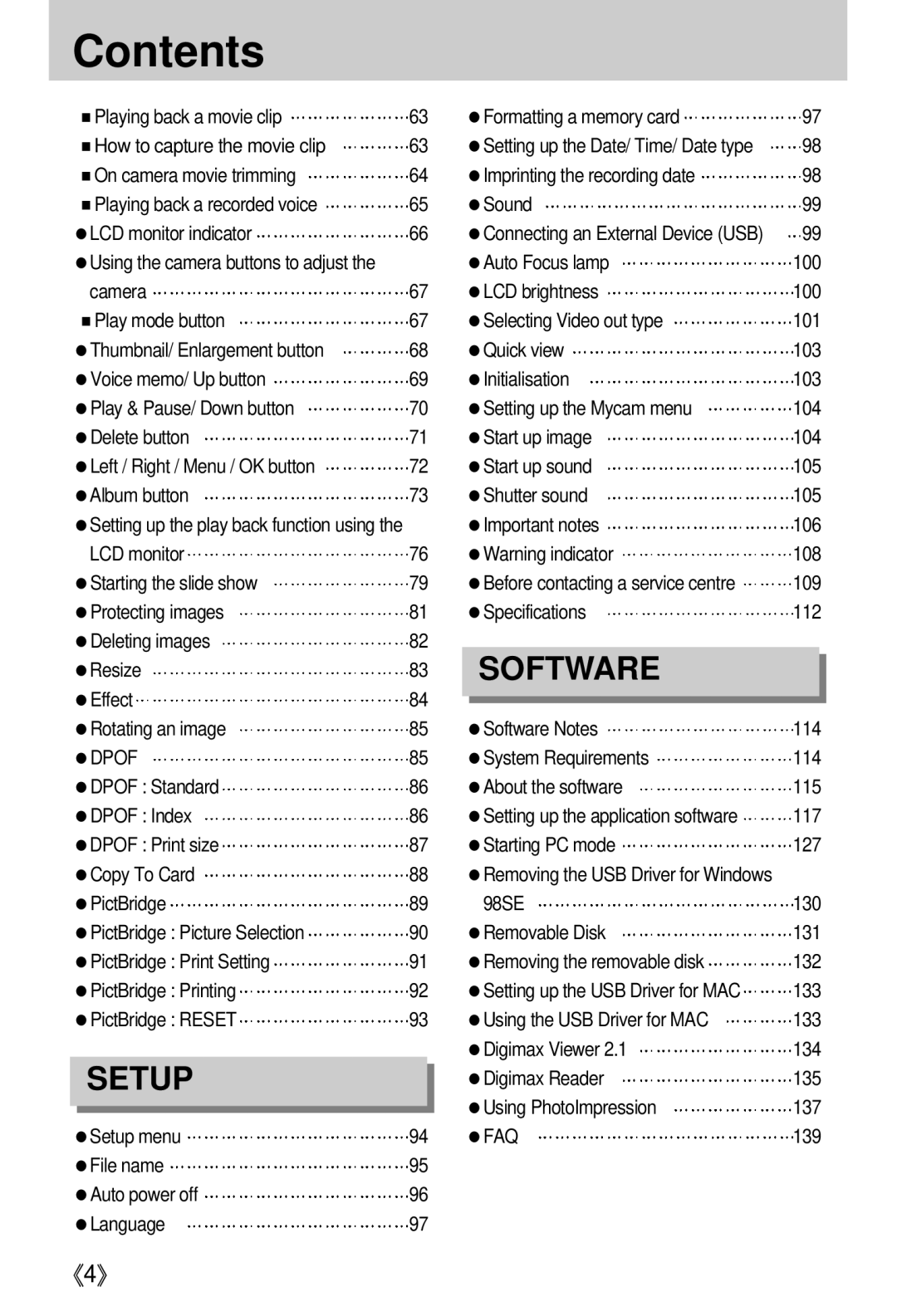 Samsung EC-I5ZZZBBA/AS, EC-I5ZZZRBA/US Important notes 106 LCD monitor 108 Starting the slide show, 109, 117, 133, 139 