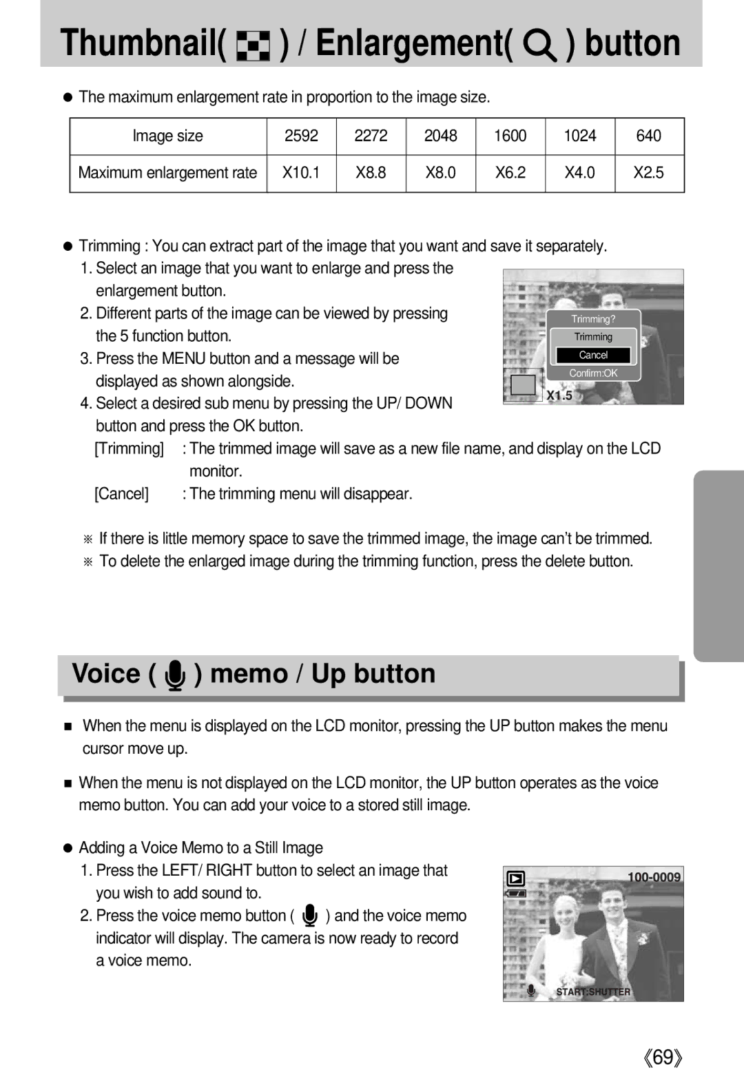 Samsung EC-I5ZZZSBB/DE manual Voice memo / Up button, function button, Press the Menu button and a message will be 