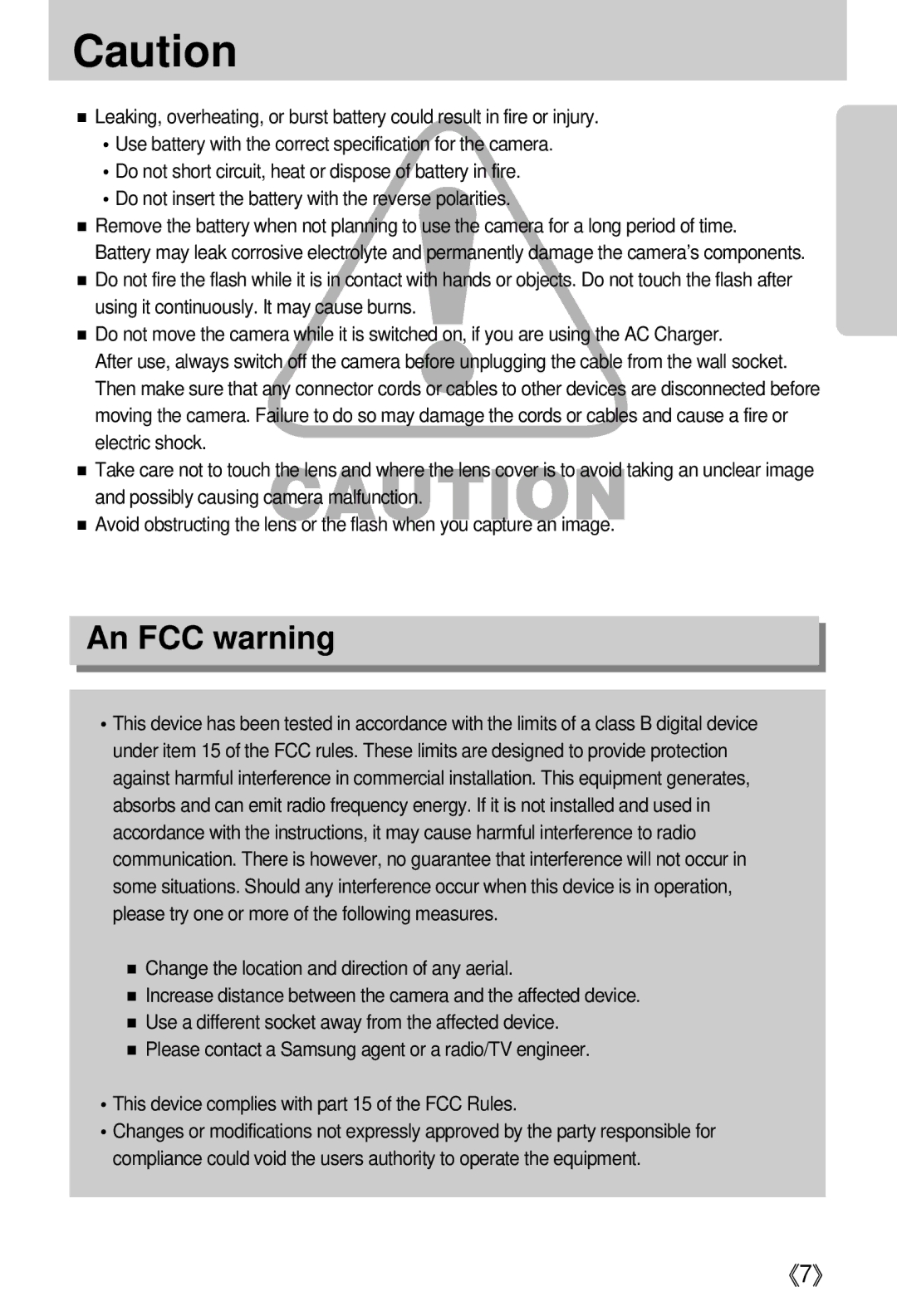 Samsung EC-I5ZZZRBA/FR, EC-I5ZZZRBA/US, EC-I5ZZZSBB/GB, EC-I5ZZZSBC/DE, EC-I5ZZZSBC/E1, EC-I5ZZZBBA/AS manual An FCC warning 