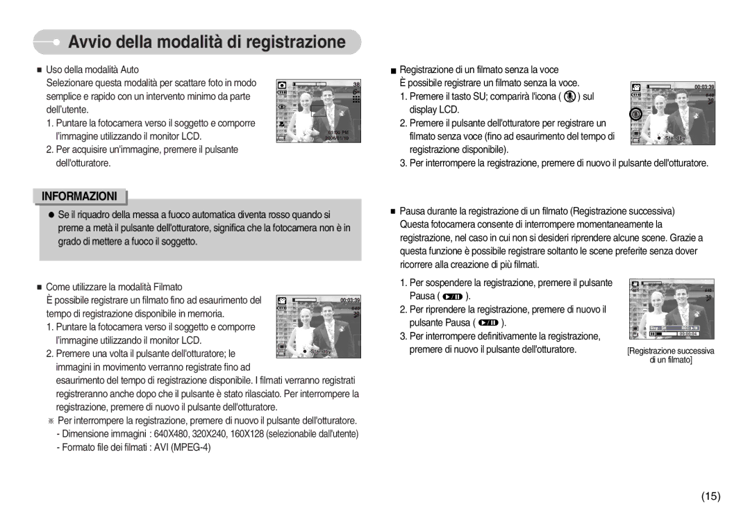 Samsung EC-I6ZZZBBB/DE, EC-I6ZZZBBB/E1 manual Avvio della modalità di registrazione 