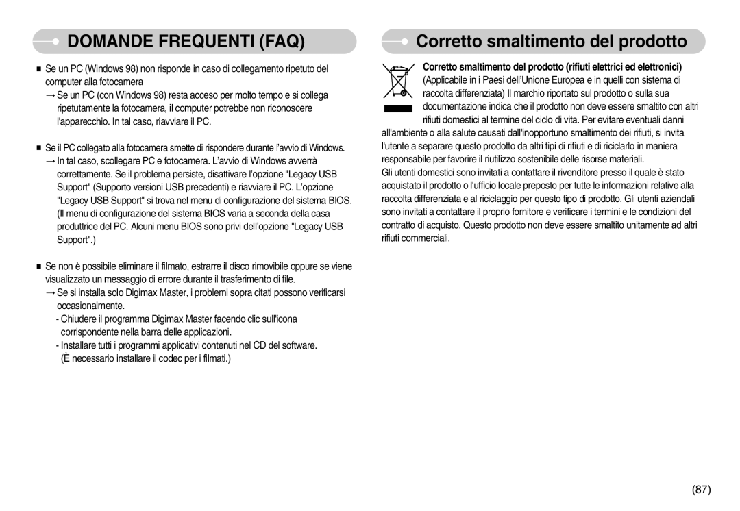 Samsung EC-I6ZZZBBB/DE, EC-I6ZZZBBB/E1 manual Corretto smaltimento del prodotto 