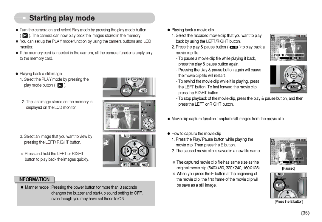 Samsung EC-I6ZZZBBB/E1, EC-I6ZZZSBB/FR, EC-I6ZZZBBB/FR, EC-I6ZZZSBA/FR, EC-I6ZZZBBA/FR, EC-I6ZZZBBB/DE manual Starting play mode 