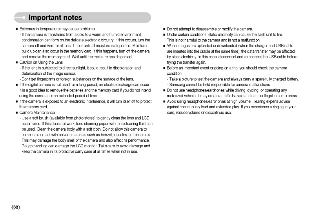 Samsung EC-I6ZZZSBB/DE, EC-I6ZZZSBB/FR, EC-I6ZZZBBB/FR, EC-I6ZZZSBA/FR, EC-I6ZZZBBA/FR, EC-I6ZZZBBB/DE manual Important notes 