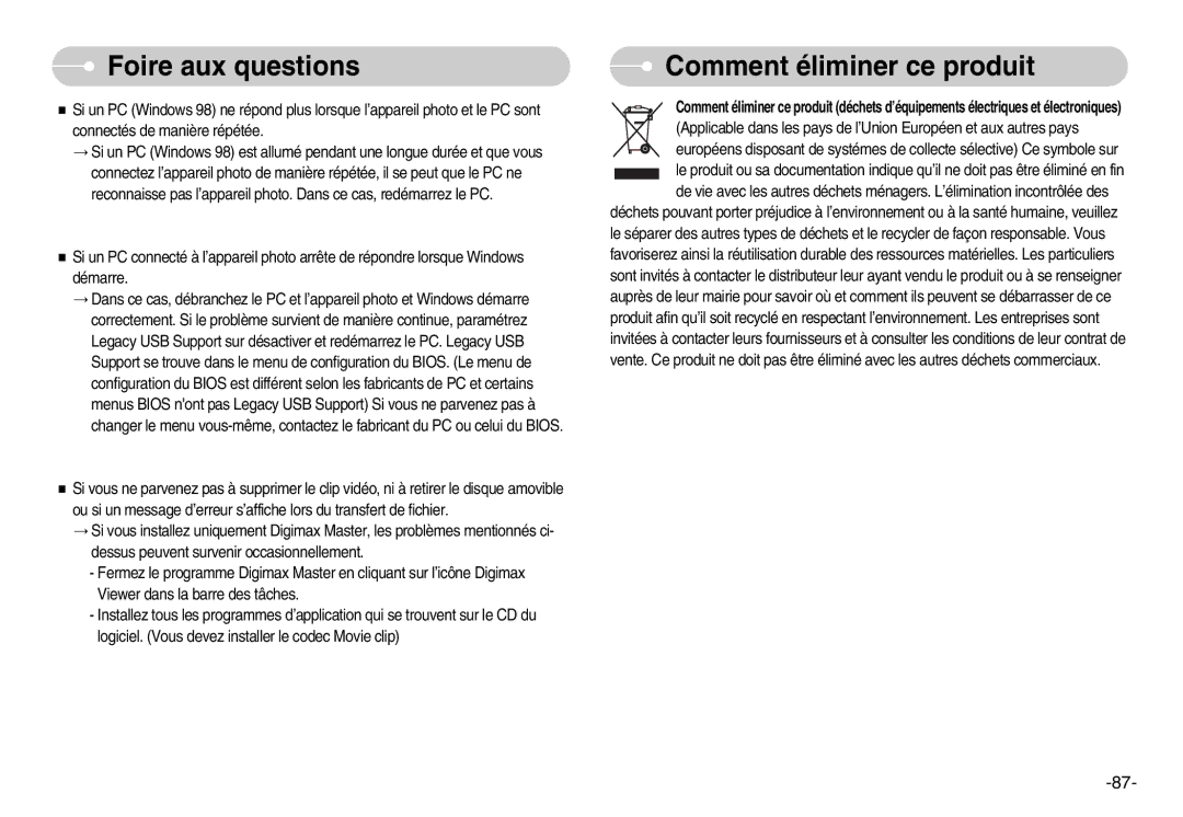 Samsung EC-I6ZZZSBB/FR, EC-I6ZZZBBB/FR, EC-I6ZZZSBA/FR, EC-I6ZZZBBA/FR manual Comment éliminer ce produit 