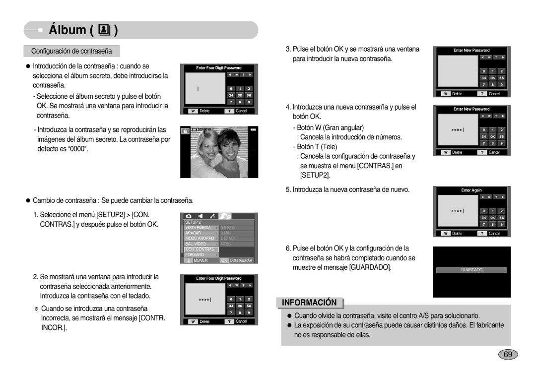 Samsung EC-I70ZZSBC/E1, EC-I70ZZGBC/E1, EC-I70ZZSBA/DE, EC-I70ZZSBD/SP, EC-I70ZZPBE/E1 manual Enter Four Digit Password 