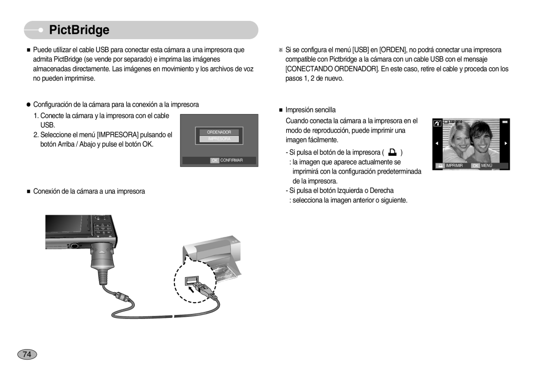 Samsung EC-I70ZZGBB/SP, EC-I70ZZGBC/E1, EC-I70ZZSBA/DE, EC-I70ZZSBD/SP, EC-I70ZZPBE/E1, EC-I70ZZPBD/SP manual PictBridge 