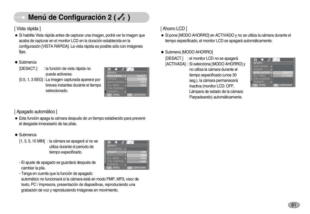 Samsung EC-I70ZZGBB/GB, EC-I70ZZGBC/E1, EC-I70ZZSBA/DE, EC-I70ZZSBD/SP, EC-I70ZZPBE/E1, EC-I70ZZPBD/SP manual Vista rápida 