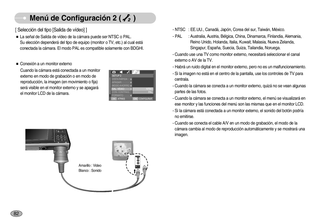 Samsung EC-I70ZZBBA/SP, EC-I70ZZGBC/E1, EC-I70ZZSBA/DE, EC-I70ZZSBD/SP, EC-I70ZZPBE/E1 Selección del tipo Salida de vídeo 