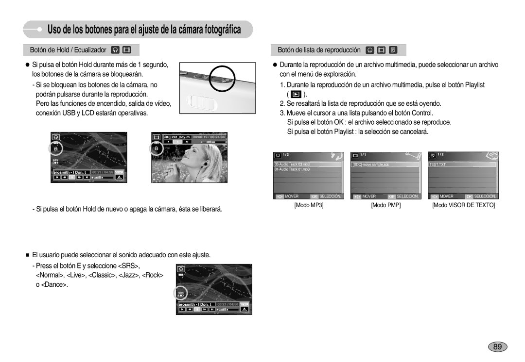 Samsung EC-I70ZZBBC/E1, EC-I70ZZGBC/E1, EC-I70ZZSBA/DE, EC-I70ZZSBD/SP, EC-I70ZZPBE/E1, EC-I70ZZPBD/SP, EC-I70ZZBBD/SP Modo MP3 