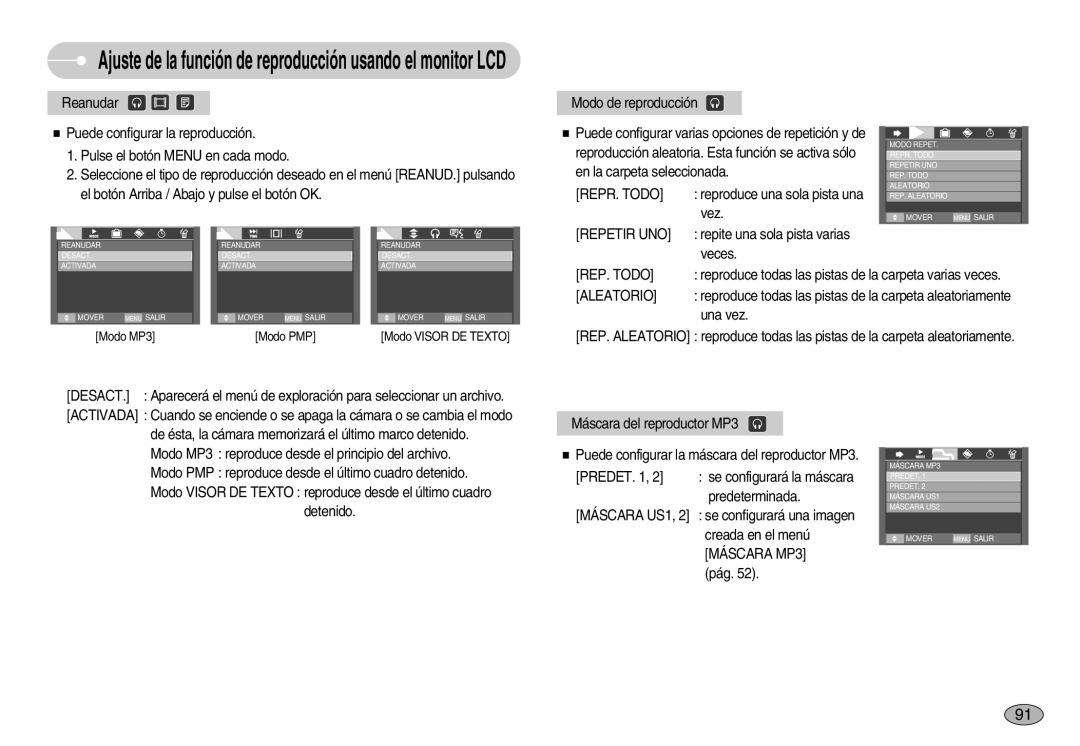 Samsung EC-I70ZZPBB/PT manual Reproducción aleatoria. Esta función se activa sólo, En la carpeta seleccionada, Vez 