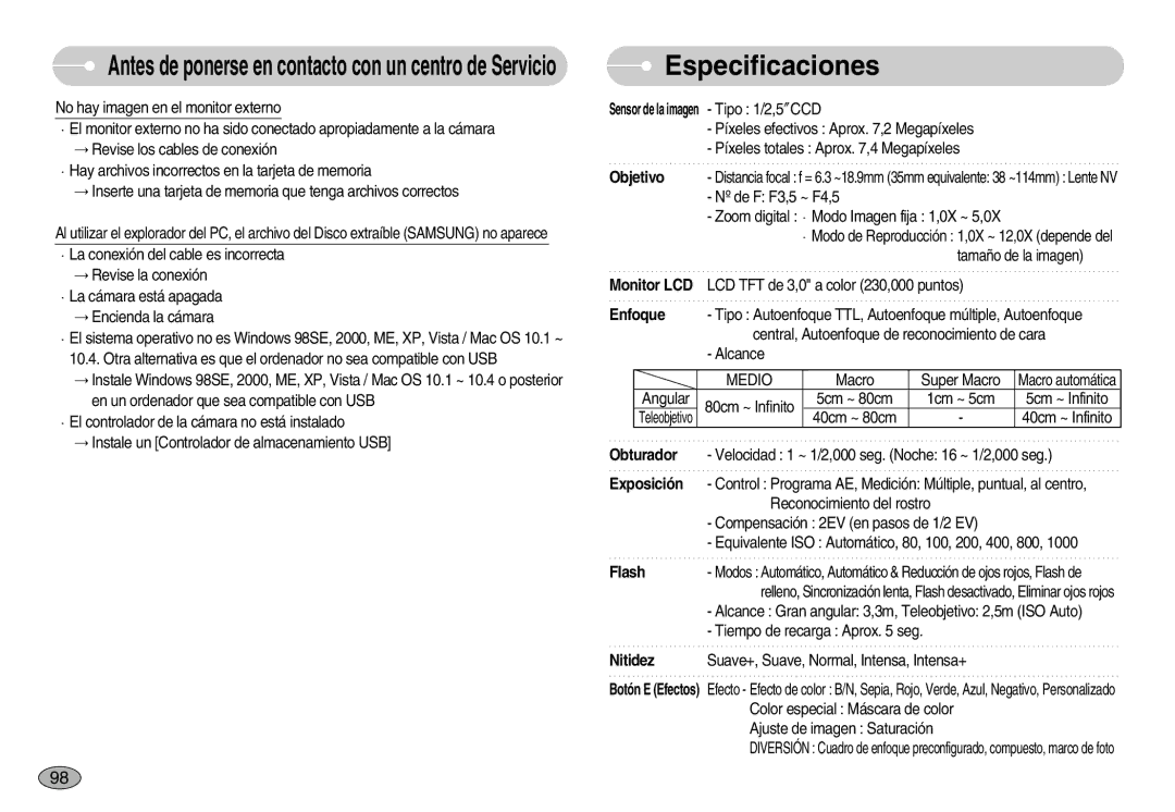 Samsung EC-I70ZZSBE/E1, EC-I70ZZGBC/E1, EC-I70ZZSBA/DE, EC-I70ZZSBD/SP, EC-I70ZZPBE/E1, EC-I70ZZPBD/SP Especificaciones, Medio 