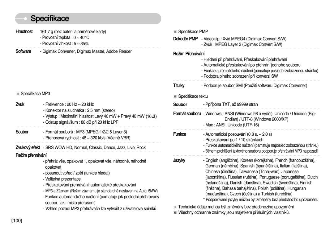 Samsung EC-I70ZZSBA/DE manual 100 