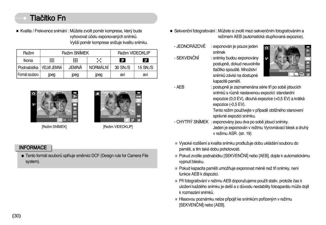 Samsung EC-I70ZZSBA/DE manual Jednorázové, Aeb, CHYTR¯ Snímek 