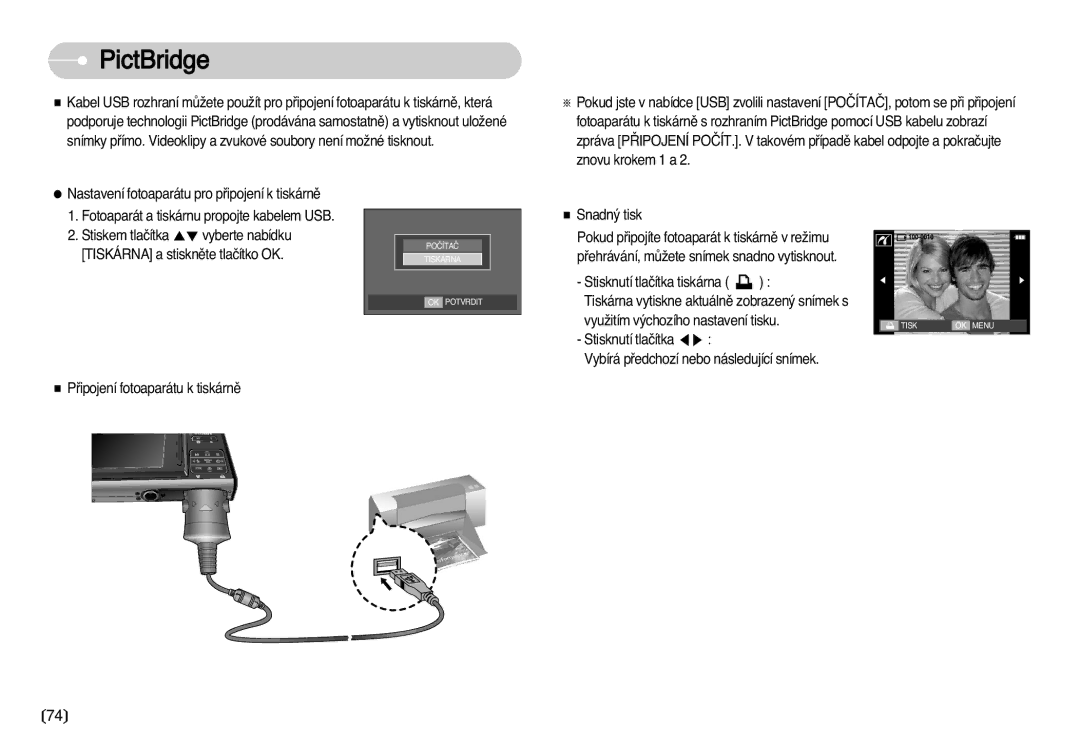 Samsung EC-I70ZZSBA/DE manual PictBridge 