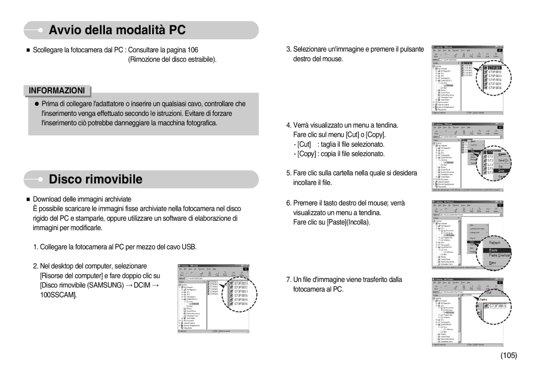 Samsung EC-I70ZZSBA/DE, EC-I70ZZSBA/E1, EC-I70ZZBBA/E1, STC-I70S, EC-I70ZZSBB/IT Avvio della modalità PC, Disco rimovibile 