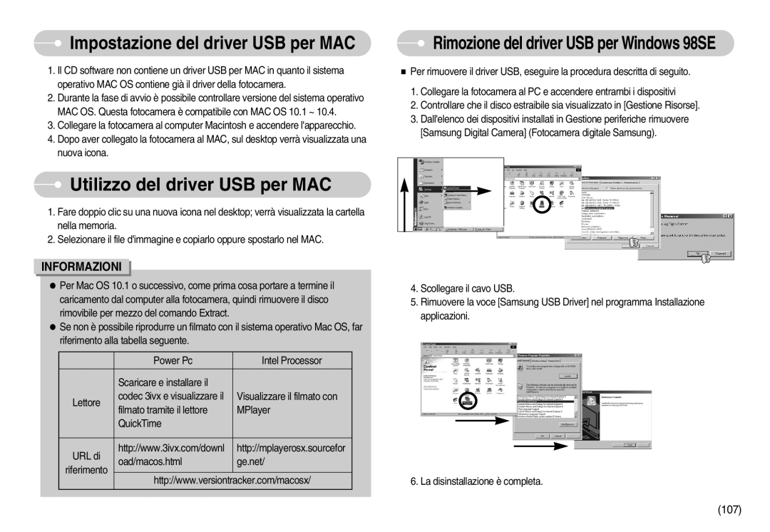 Samsung STC-I70S, EC-I70ZZSBA/E1, EC-I70ZZSBA/DE manual Utilizzo del driver USB per MAC, Impostazione del driver USB per MAC 