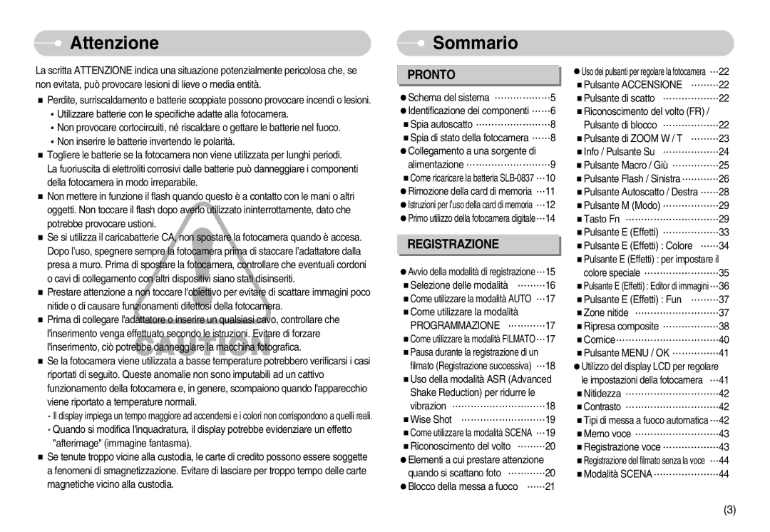 Samsung EC-I70ZZSBB/IT, EC-I70ZZSBA/E1, EC-I70ZZSBA/DE, EC-I70ZZBBA/E1, STC-I70S, EC-I70ZZSBA/IT Attenzione, Programmazione 