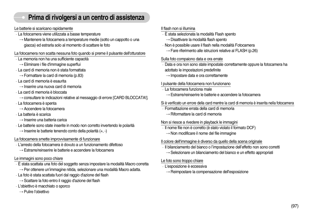 Samsung EC-I70ZZBBA/IT, EC-I70ZZSBA/E1, EC-I70ZZSBA/DE, EC-I70ZZBBA/E1 manual Prima di rivolgersi a un centro di assistenza 