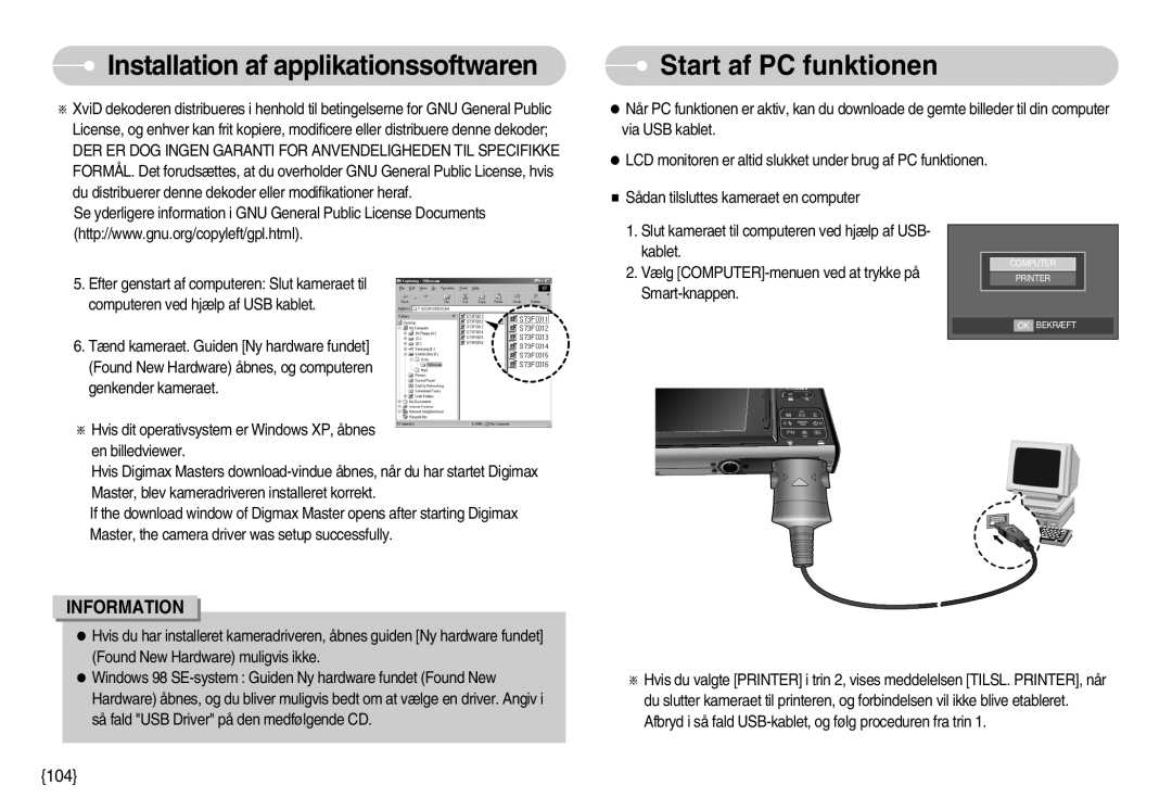 Samsung EC-I70ZZPBC/E2, EC-I70ZZSBC/E2, EC-I70ZZBBC/E2, EC-I70ZZSBA/DE, EC-I70ZZGBC/E2, EC-I70ZZPBB/E2 Start af PC funktionen 