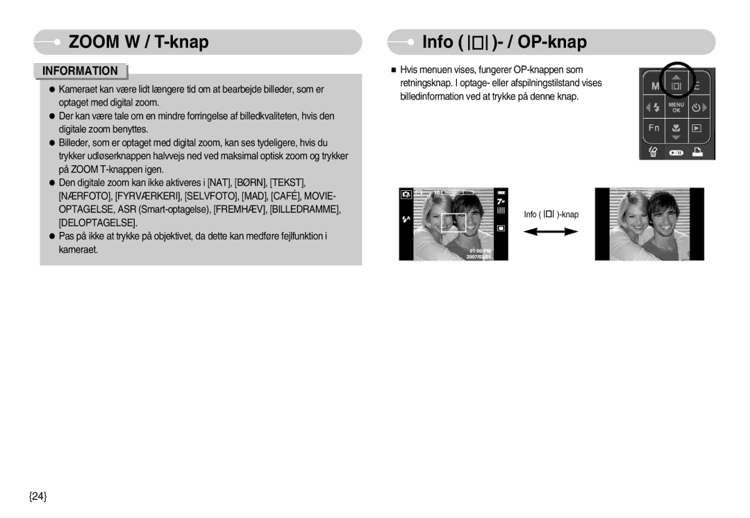 Samsung EC-I70ZZSBB/E2, EC-I70ZZSBC/E2, EC-I70ZZPBC/E2, EC-I70ZZBBC/E2, EC-I70ZZSBA/DE, EC-I70ZZGBC/E2 manual Info / OP-knap 