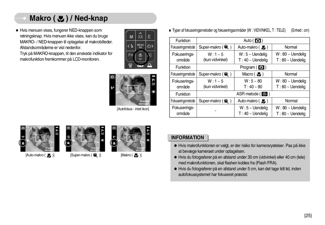 Samsung EC-I70ZZSBC/E2, EC-I70ZZPBC/E2, EC-I70ZZBBC/E2, EC-I70ZZSBA/DE, EC-I70ZZGBC/E2, EC-I70ZZPBB/E2 manual Makro / Ned-knap 