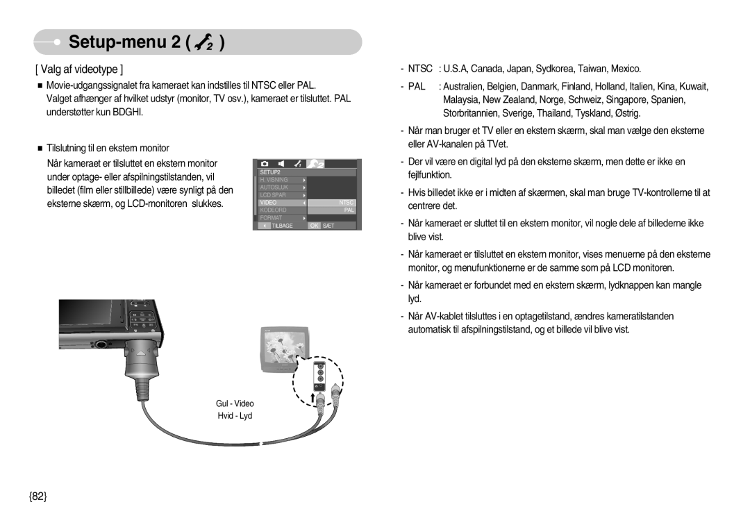 Samsung EC-I70ZZPBB/E2, EC-I70ZZSBC/E2, EC-I70ZZPBC/E2, EC-I70ZZBBC/E2, EC-I70ZZSBA/DE, EC-I70ZZGBC/E2 manual Valg af videotype 