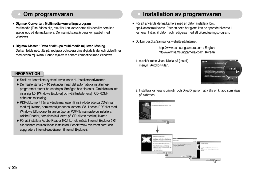 Samsung EC-I70ZZSBB/E2, EC-I70ZZSBC/E2 manual Installation av programvaran, Digimax Converter Multimedia-konvertingsprogram 