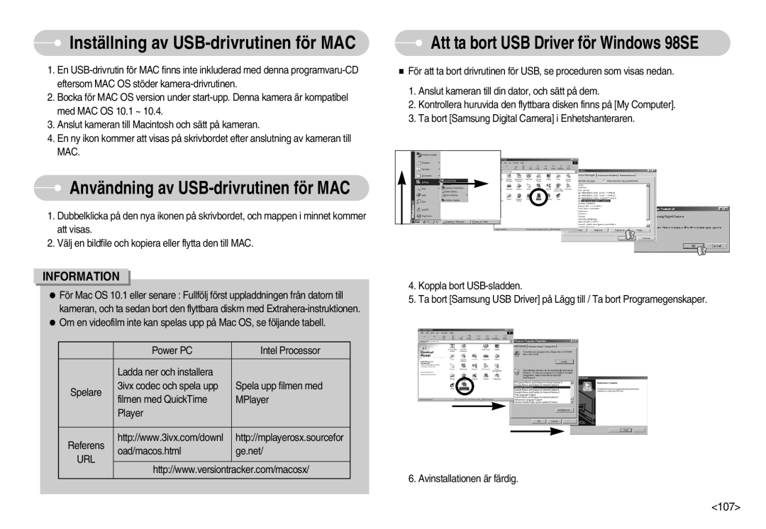 Samsung EC-I70ZZGBC/E2, EC-I70ZZSBC/E2, EC-I70ZZPBC/E2, EC-I70ZZBBC/E2 manual Inställning av USB-drivrutinen för MAC, Url 