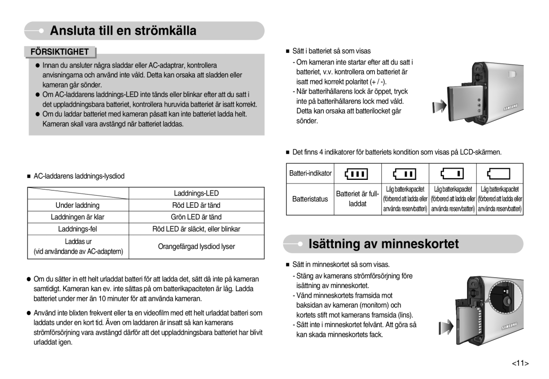 Samsung EC-I70ZZSBB/E2, EC-I70ZZSBC/E2, EC-I70ZZPBC/E2, EC-I70ZZBBC/E2, EC-I70ZZSBA/DE manual Isättning av minneskortet 