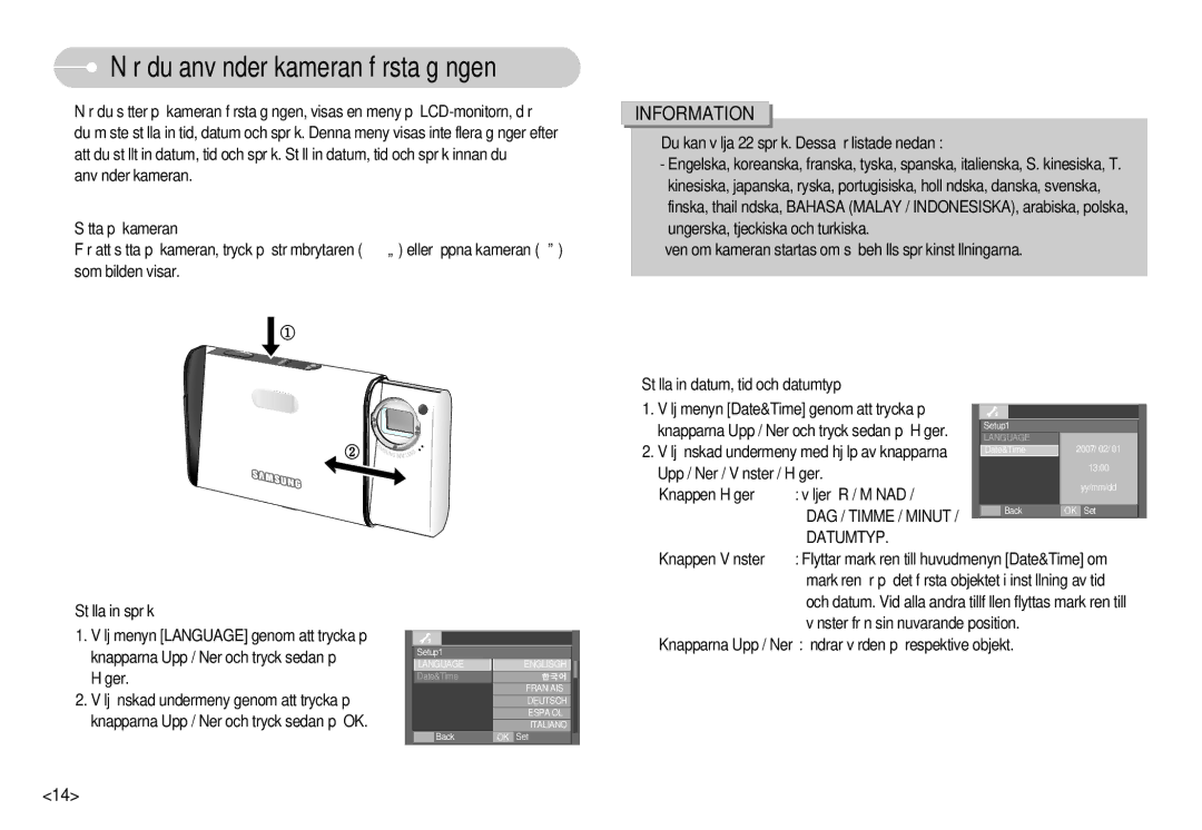 Samsung EC-I70ZZBBC/E2, EC-I70ZZSBC/E2, EC-I70ZZPBC/E2, EC-I70ZZSBA/DE, EC-I70ZZGBC/E2 manual DAG / Timme / Minut, Datumtyp 