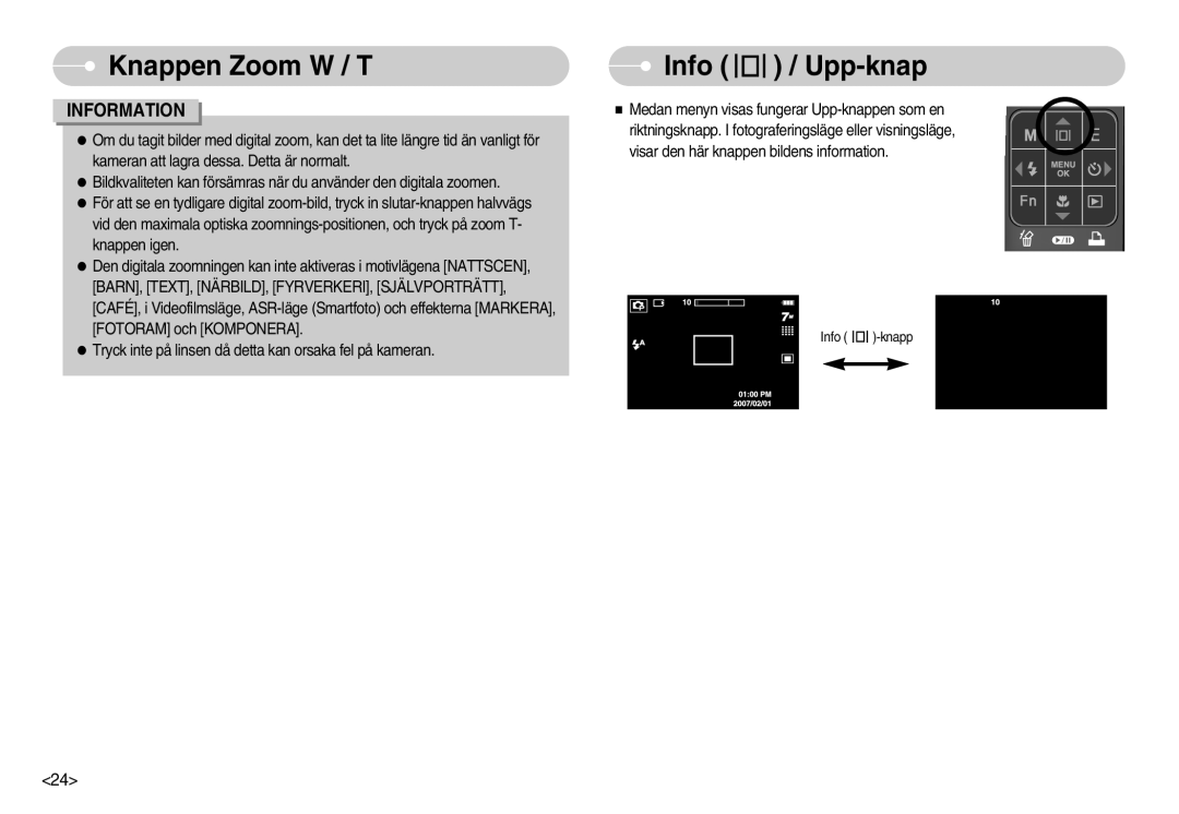 Samsung EC-I70ZZSBB/E2, EC-I70ZZSBC/E2, EC-I70ZZPBC/E2, EC-I70ZZBBC/E2, EC-I70ZZSBA/DE, EC-I70ZZGBC/E2 manual Info / Upp-knap 