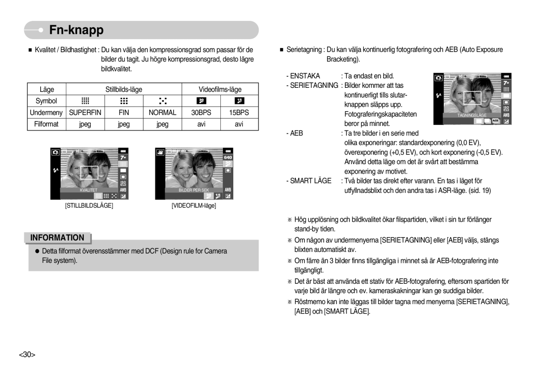 Samsung EC-I70ZZPBB/E2, EC-I70ZZSBC/E2, EC-I70ZZPBC/E2, EC-I70ZZBBC/E2, EC-I70ZZSBA/DE manual Enstaka, Aeb, Smart Läge 