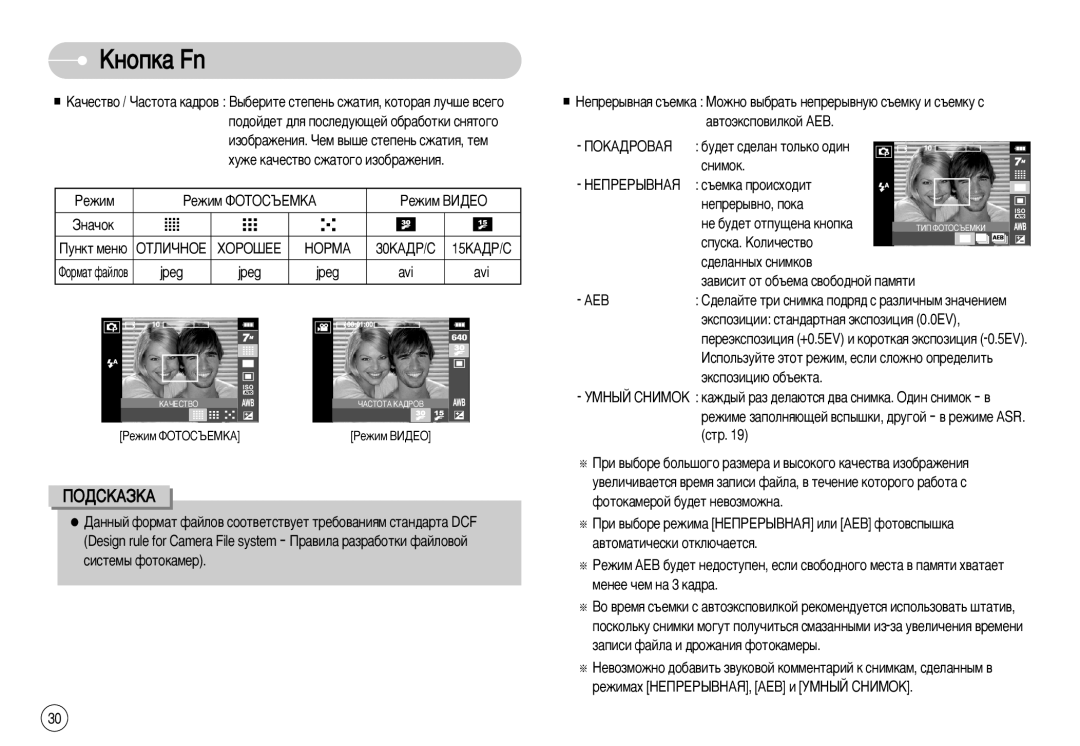 Samsung EC-I70ZZPBE/E1 manual ÄÌÓÔÍ‡ Fn, ·Û‰ÂÚ Ò‰ÂÎ‡Ì ÚÓÎ¸ÍÓ Ó‰ËÌ Òìëïóí, Ìâôâ˚‚Ìó, Ôóí‡ Ìâ ·Û‰Âú Óúôû˘Âì‡ Íìóôí‡, Aeb 