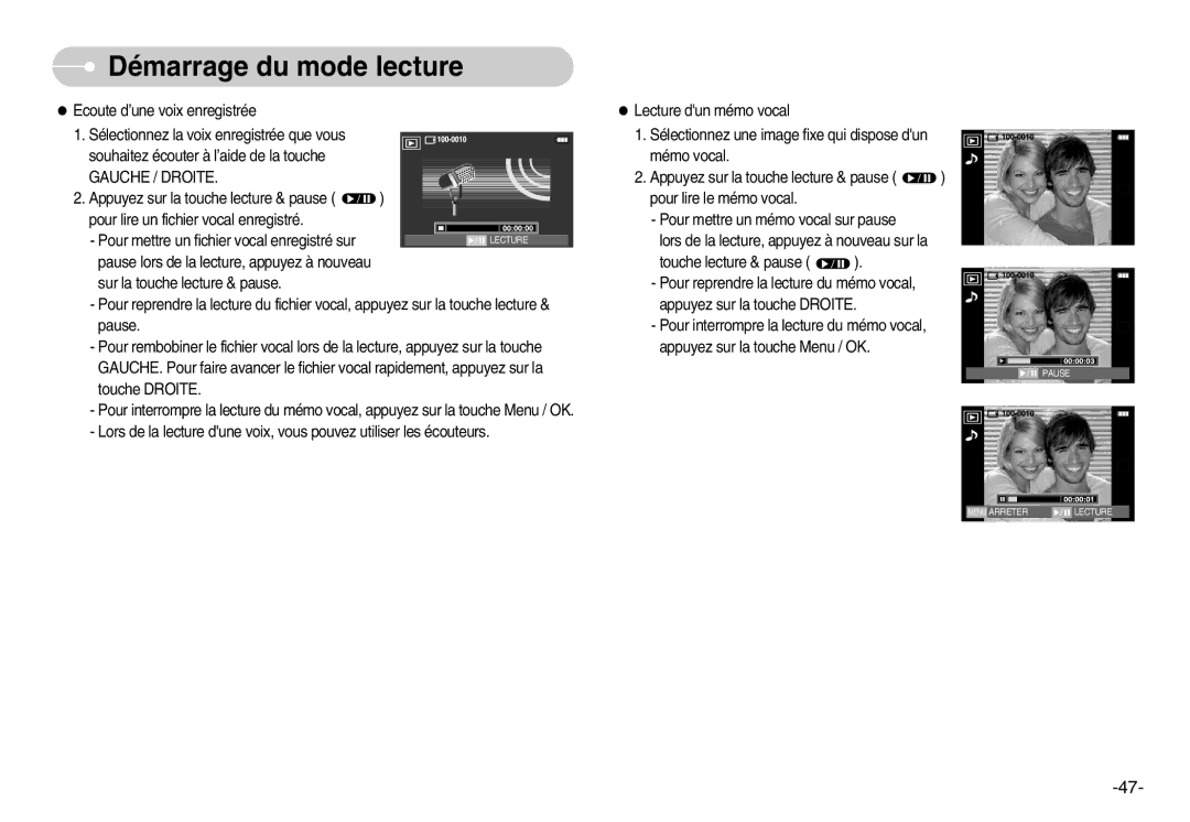 Samsung EC-I70ZZSBA/FR, EC-I70ZZSBC/E2, EC-I70ZZPBC/E2, EC-I70ZZPBA/E1, EC-I70ZZBBB/FR, EC-I70ZZBBA/FR manual Gauche / Droite 