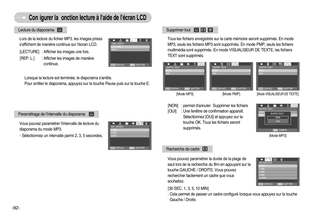 Samsung EC-I70ZZBBB/FR, EC-I70ZZSBC/E2, EC-I70ZZPBC/E2, EC-I70ZZPBA/E1, EC-I70ZZBBA/FR Permet dannuler Supprimer les fichiers 