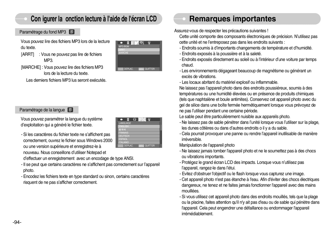 Samsung EC-I70ZZBBC/E2, EC-I70ZZSBC/E2, EC-I70ZZPBC/E2, EC-I70ZZPBA/E1 Remarques importantes, Lors de la lecture du texte 