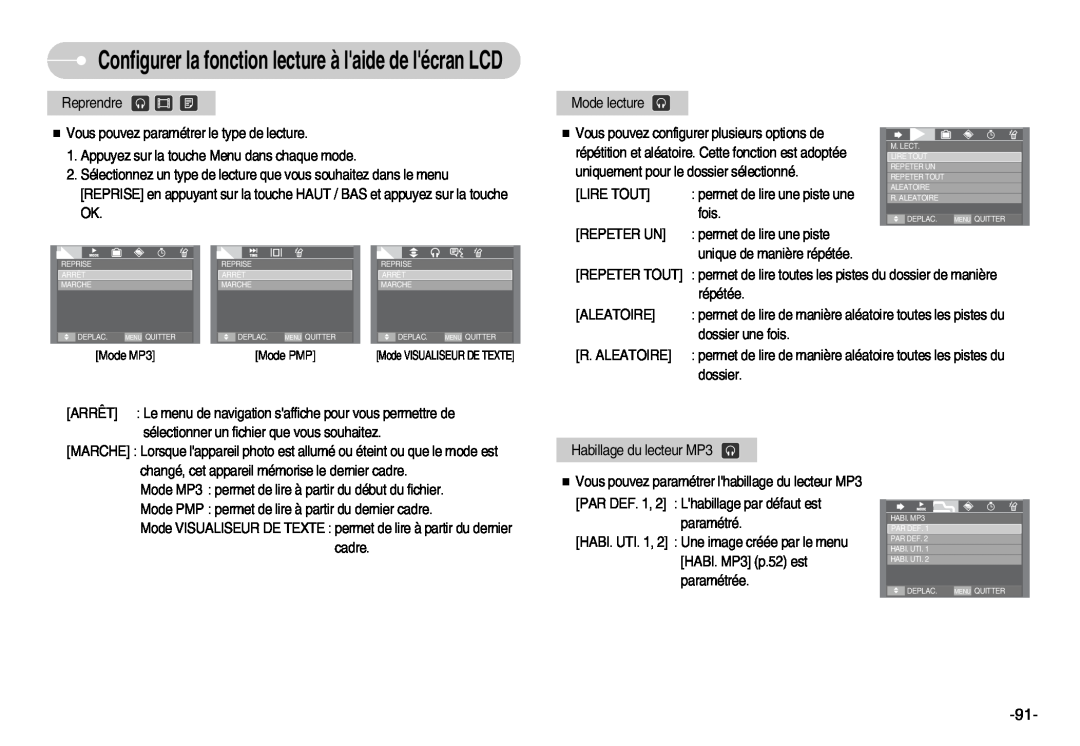 Samsung EC-I70ZZPBA/E1 Configurer la fonction lecture à laide de lécran LCD, uniquement pour le dossier sélectionné, fois 