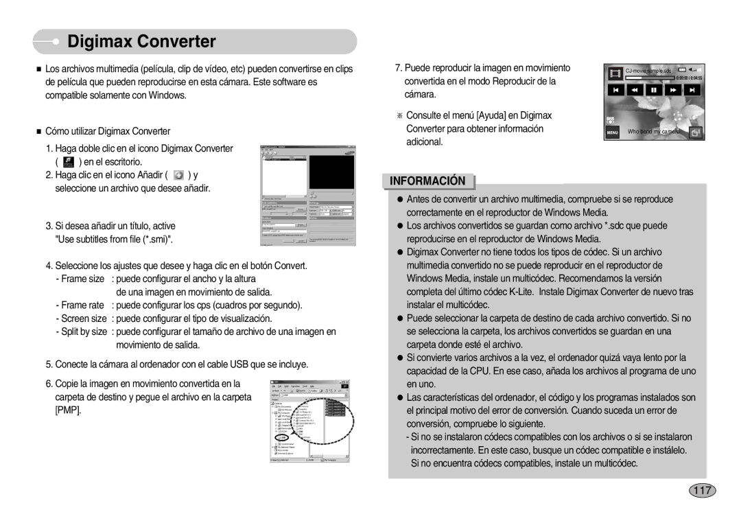 Samsung EC-I7ZZZBBD/SP Digimax Converter, 117, Seleccione un archivo que desee añadir, Si desea añadir un título, active 