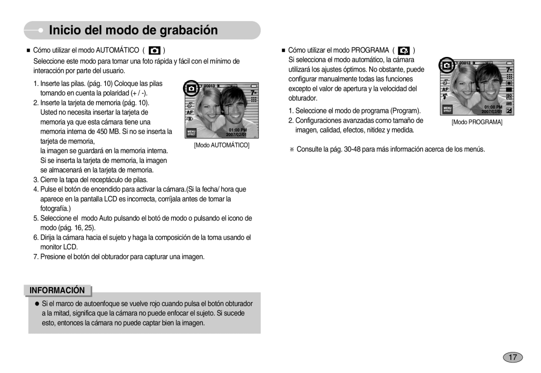 Samsung EC-I7ZZZSBE/SP, EC-I7ZZZBBA/DE, EC-I7ZZZSBB/DE, EC-I7ZZZBBC/E1, EC-I7ZZZSBB/PT, EC-I7ZZZBBE/SP manual Modo Programa 