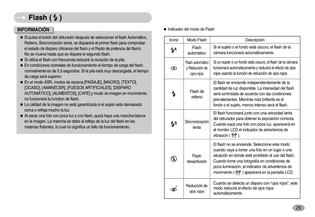 Samsung EC-I7ZZZBBA/DE, EC-I7ZZZSBB/DE manual Funcionará automáticamente y reducirá el efecto de ojos, Automáticamente 