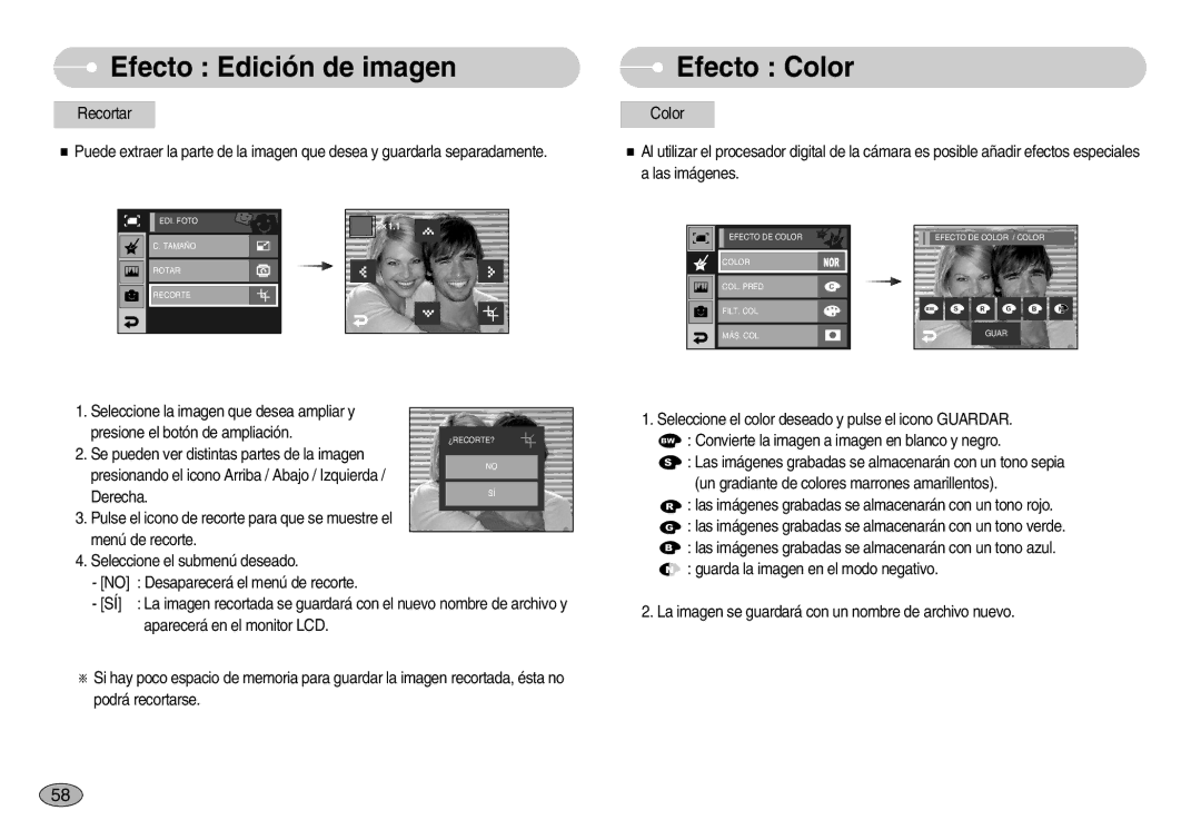 Samsung EC-I7ZZZBBB/GB, EC-I7ZZZBBA/DE, EC-I7ZZZSBB/DE, EC-I7ZZZBBC/E1, EC-I7ZZZSBE/SP, EC-I7ZZZSBB/PT manual Efecto Color 