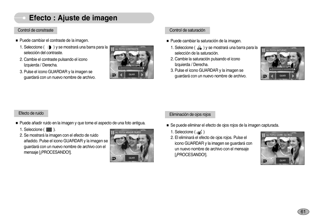 Samsung EC-I7ZZZBBC/E1, EC-I7ZZZBBA/DE, EC-I7ZZZSBB/DE, EC-I7ZZZSBE/SP, EC-I7ZZZSBB/PT manual AJ. FOTO/ Contraste Guar 