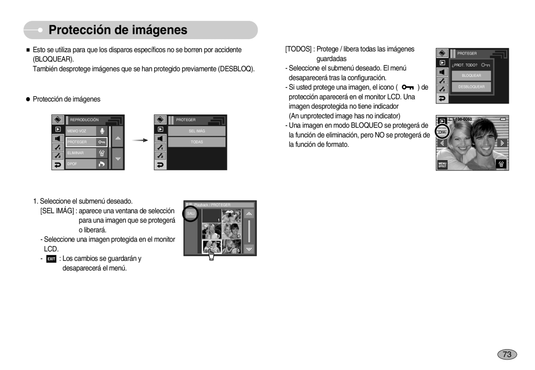 Samsung EC-I7ZZZBBB/GB, EC-I7ZZZBBA/DE, EC-I7ZZZSBB/DE, EC-I7ZZZBBC/E1, EC-I7ZZZSBE/SP, EC-I7ZZZSBB/PT Protección de imágenes 