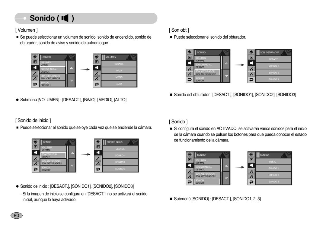 Samsung EC-I7ZZZBBD/AS, EC-I7ZZZBBA/DE, EC-I7ZZZSBB/DE, EC-I7ZZZBBC/E1, EC-I7ZZZSBE/SP Volumen, Son obt, Sonido de inicio 