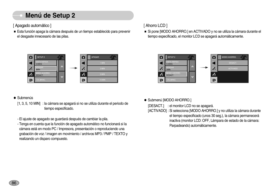 Samsung EC-I7ZZZSBA/SP, EC-I7ZZZBBA/DE, EC-I7ZZZSBB/DE, EC-I7ZZZBBC/E1, EC-I7ZZZSBE/SP manual Apagado automático, Ahorro LCD 