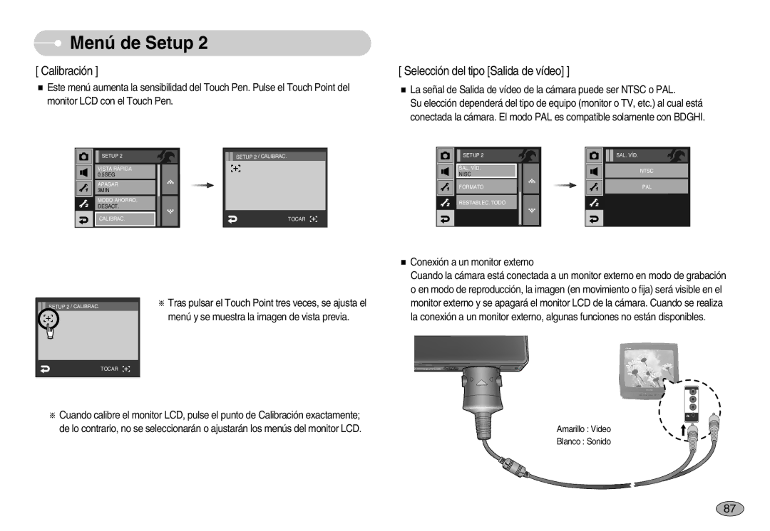 Samsung EC-I7ZZZBBD/SP, EC-I7ZZZBBA/DE, EC-I7ZZZSBB/DE, EC-I7ZZZBBC/E1 manual Calibración, Selección del tipo Salida de vídeo 