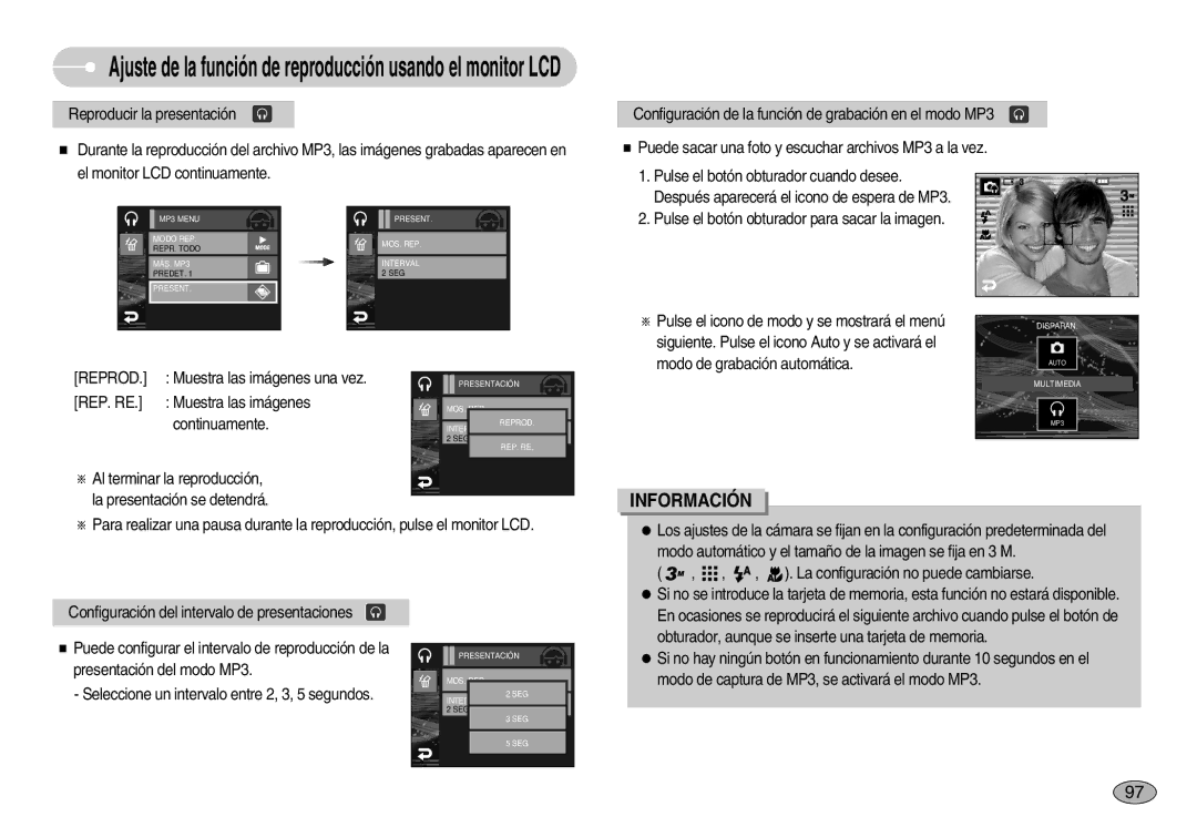 Samsung EC-I7ZZZSBD/AS, EC-I7ZZZBBA/DE Reprod, Muestra las imágenes una vez, REP. RE Muestra las imágenes, Continuamente 