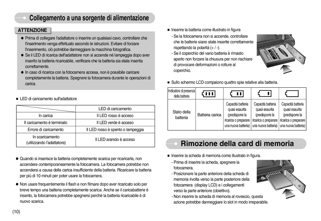 Samsung EC-I7ZZZSBB/E1, EC-I7ZZZBBA/DE, EC-I7ZZZSBB/DE, EC-I7ZZZBBA/IT, EC-I7ZZZSBB/IT manual Rimozione della card di memoria 