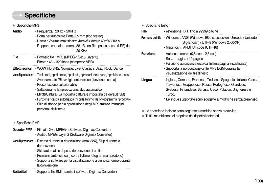 Samsung EC-I7ZZZBBA/DE, EC-I7ZZZSBB/E1, EC-I7ZZZSBB/DE, EC-I7ZZZBBA/IT, EC-I7ZZZSBB/IT, EC-I7ZZZBBC/E1, EC-I7ZZZSBC/IT manual 109 