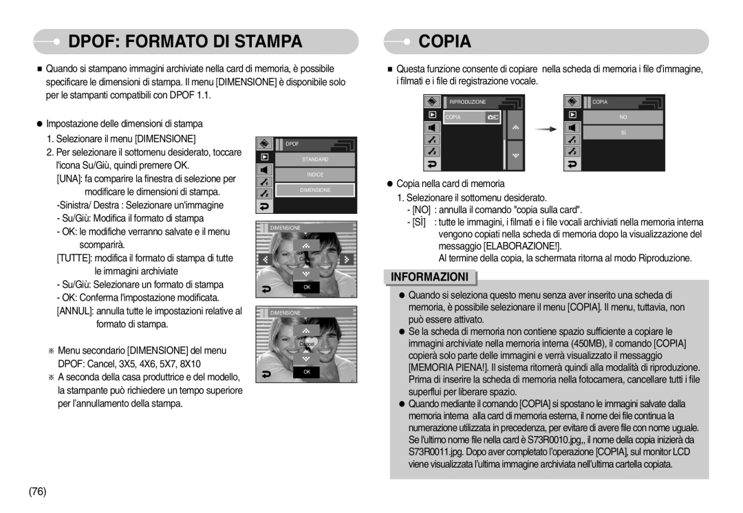 Samsung EC-I7ZZZSBA/IT, EC-I7ZZZBBA/DE, EC-I7ZZZSBB/E1, EC-I7ZZZSBB/DE, EC-I7ZZZBBA/IT, EC-I7ZZZSBB/IT Dpof Formato DI Stampa 